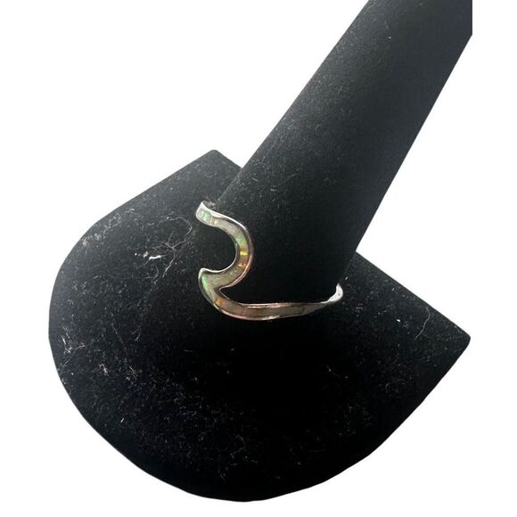 White Opal 925 Sterling Silver Wave Ring 12” - Picture 5 of 9